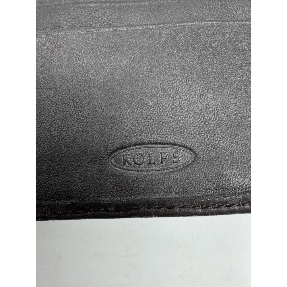 Vintage Rolfs Men's Genuine Leather Bifold Flipfold Wallet Dark Brown